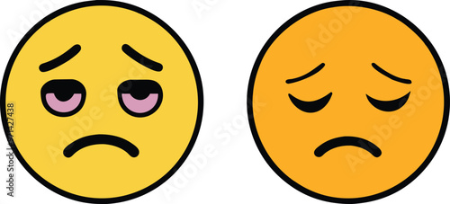 Disappointed But Relieved Face Emoji Vector Icon Illustration on white Background.