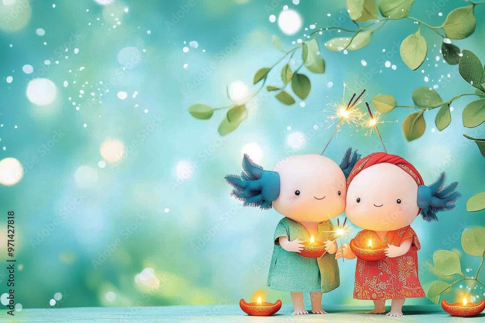 Axolotls dressed in festive outfits Axolotls dressed in festive outfits