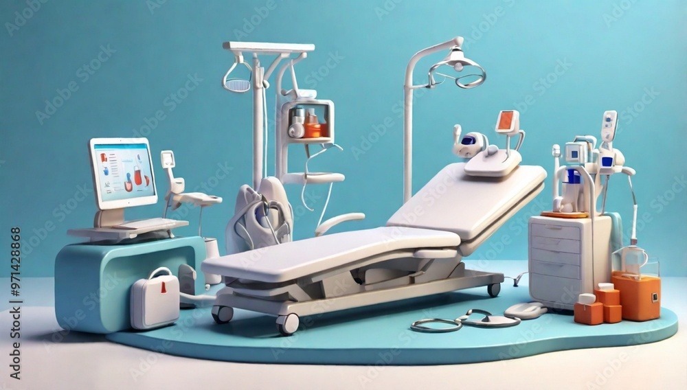 Medical equipment 3d cartoon style, wellness and online healthcare concept.
Medical equipment 3d cartoon style, wellness and online healthcare concept.