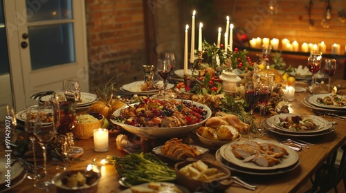 A small Thanksgiving gathering in an urban loft features a mix of traditional and modern dishes as friends from different cultures share their unique holiday traditions