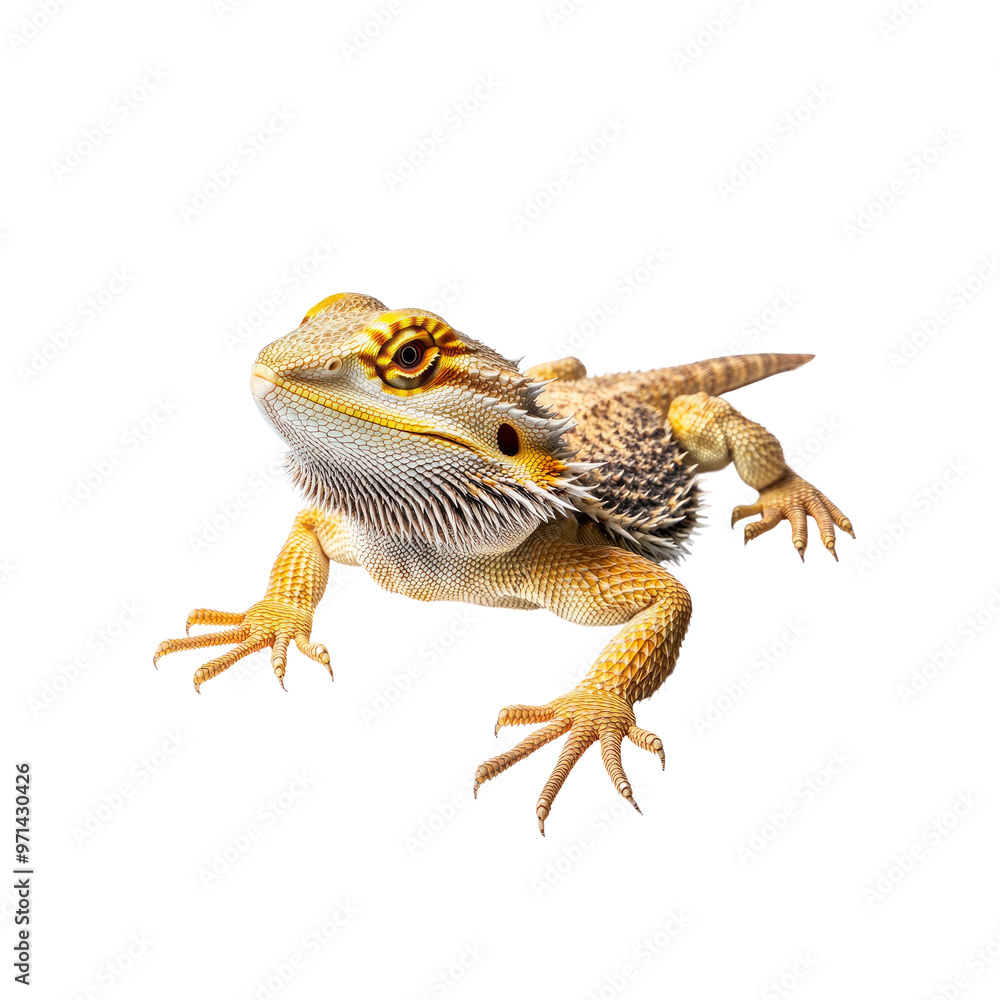 Obraz premium Close-up of a Bearded Dragon Lizard on White Background