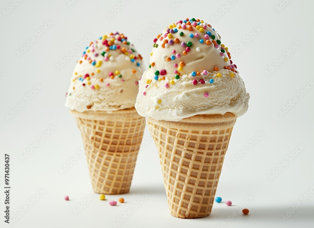 ice cream cones with different flavors on a white background ice cream cones with different flavors on a white background