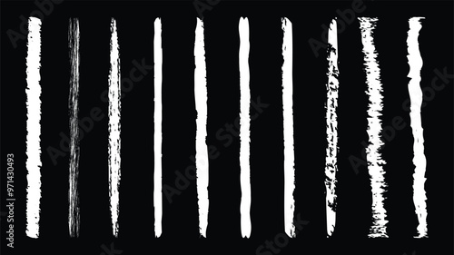 Set of chalk brush lines. Hand drawn grunge lines on chalkboard background. Chalk grainy texture. Art brushes inside.