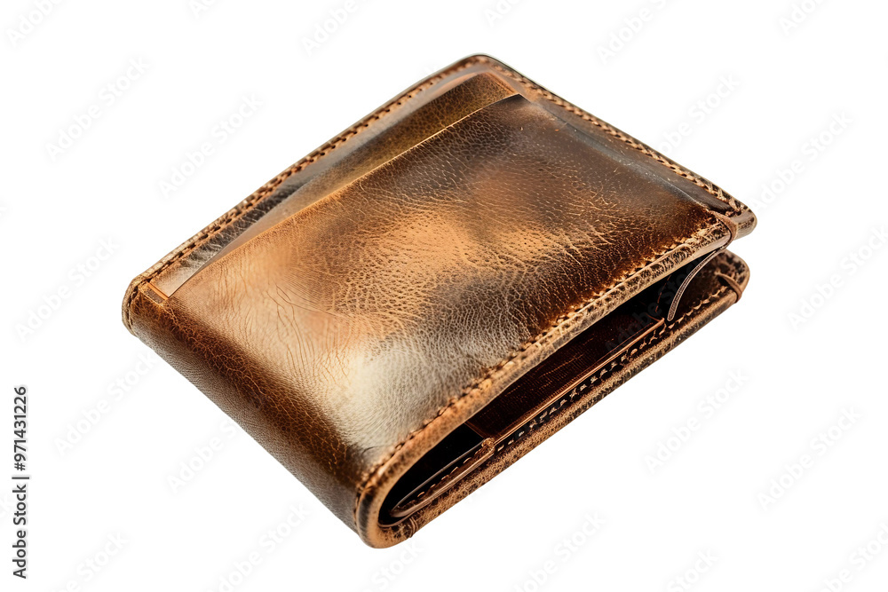 Bi-fold wallet with multiple compartments isolated on transparent background