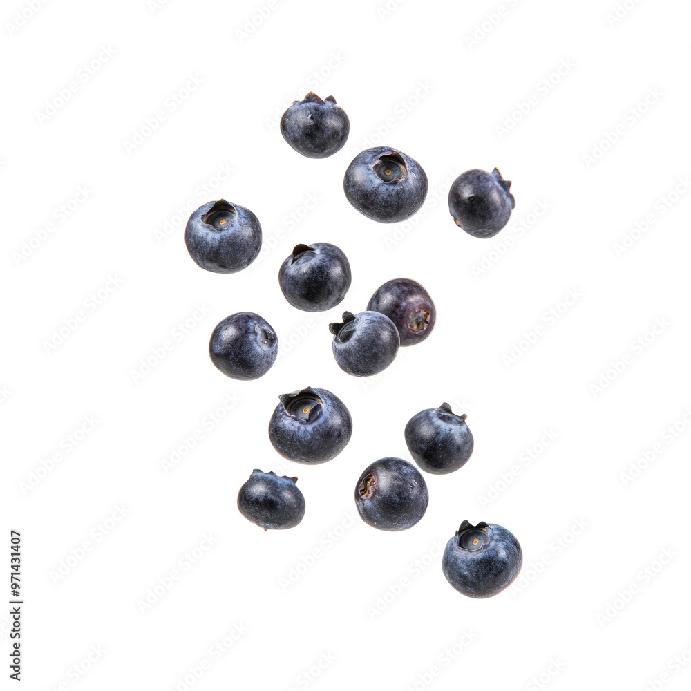 Fresh Blueberries Falling Against Black Background Fresh Blueberries Falling Against Black Background
