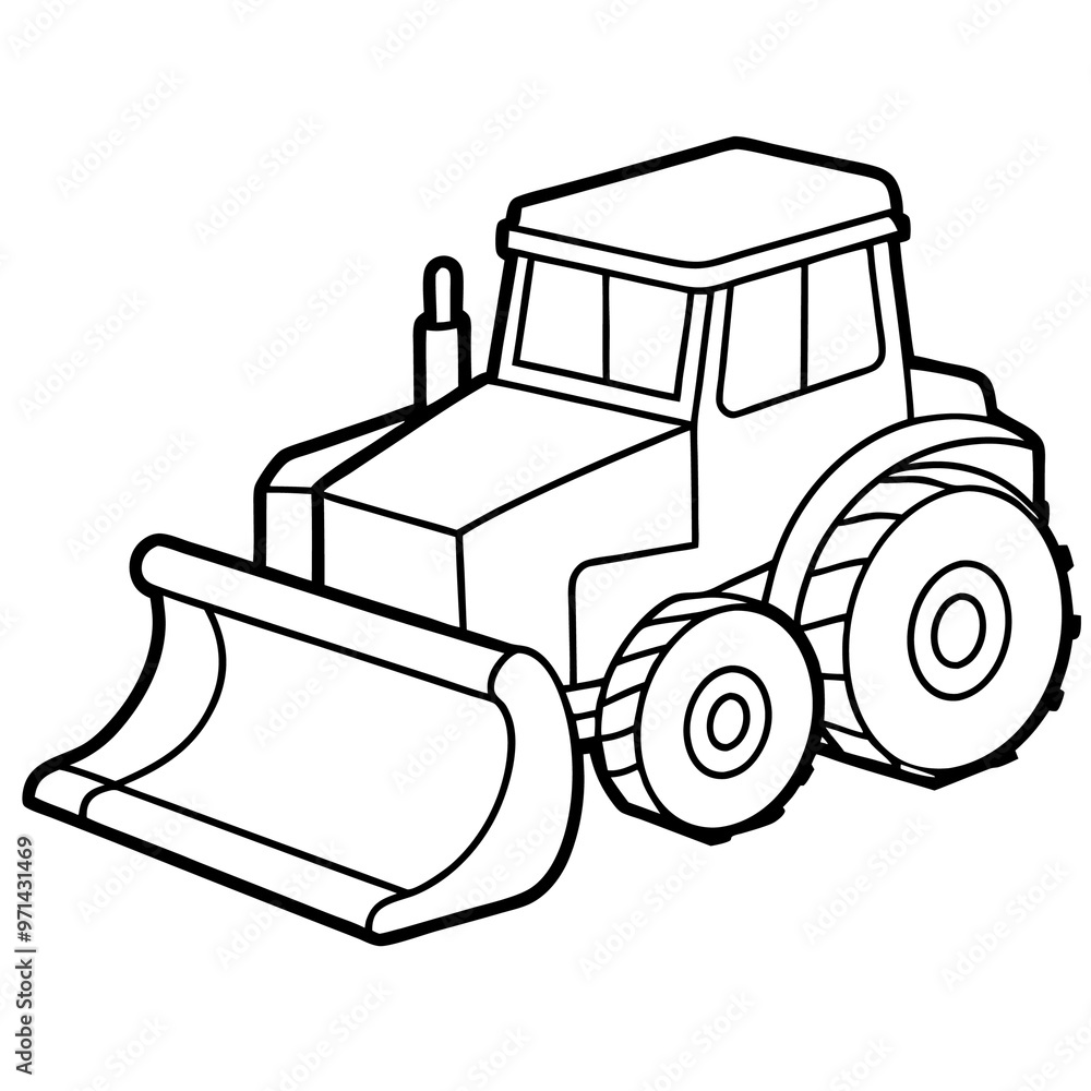 Naklejka premium snow plow machine outline coloring book page line art drawing