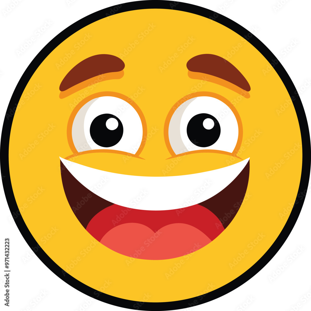 Fototapeta premium Smile Face Emoji Vector Icon Illustration on white Background.