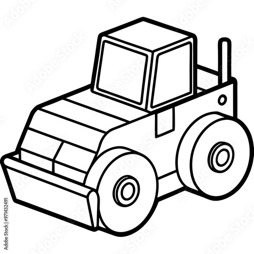 soil compactor machine outline coloring book page line art drawing