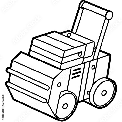 soil compactor machine outline coloring book page line art drawing