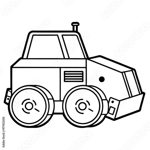 soil compactor machine outline coloring book page line art drawing