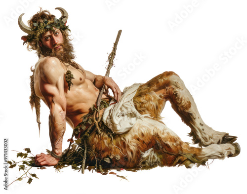 PNG  Mythical faun resting serenely photo