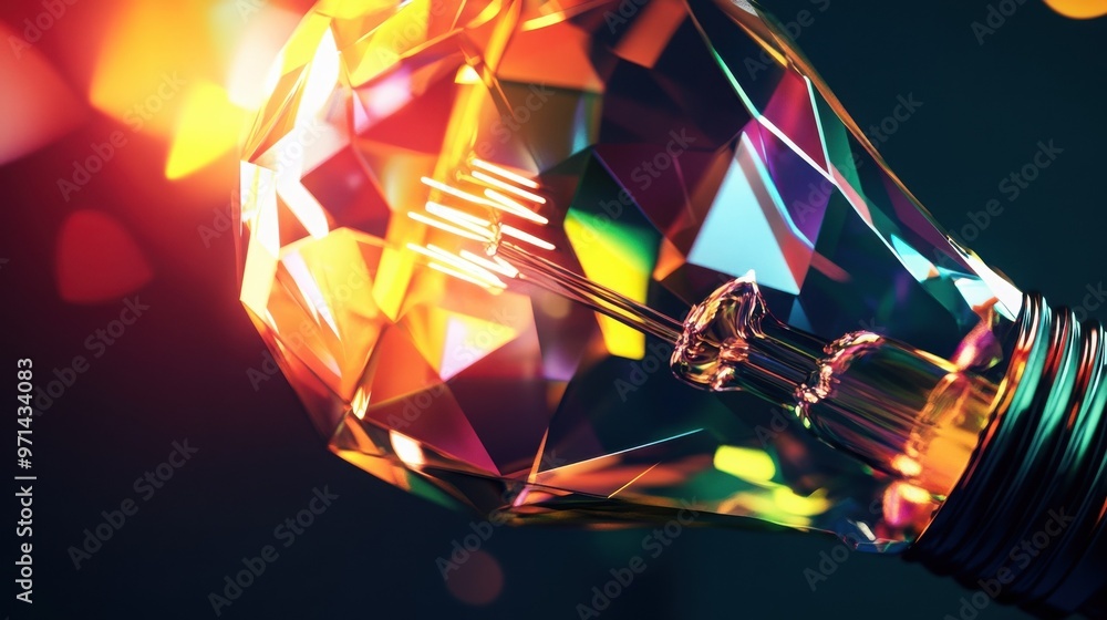 A close-up of a faceted light bulb with vibrant, prism-like reflections, showcasing a dazzling interplay of colors and light.
A close-up of a faceted light bulb with vibrant, prism-like reflections, showcasing a dazzling interplay of colors and light.