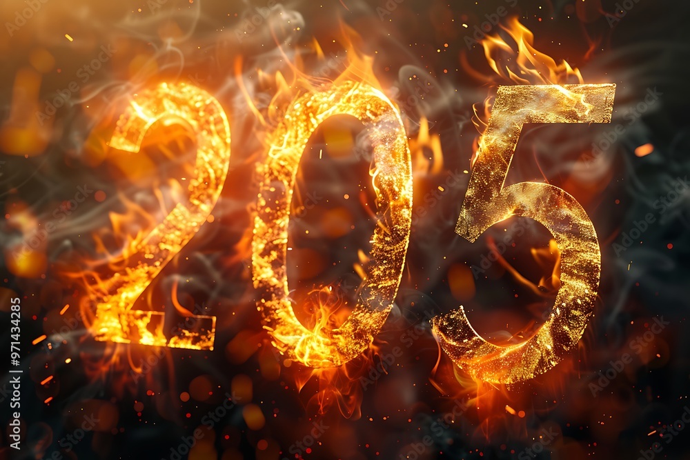 205 number text with flame effect. 205 number text with flame effect.