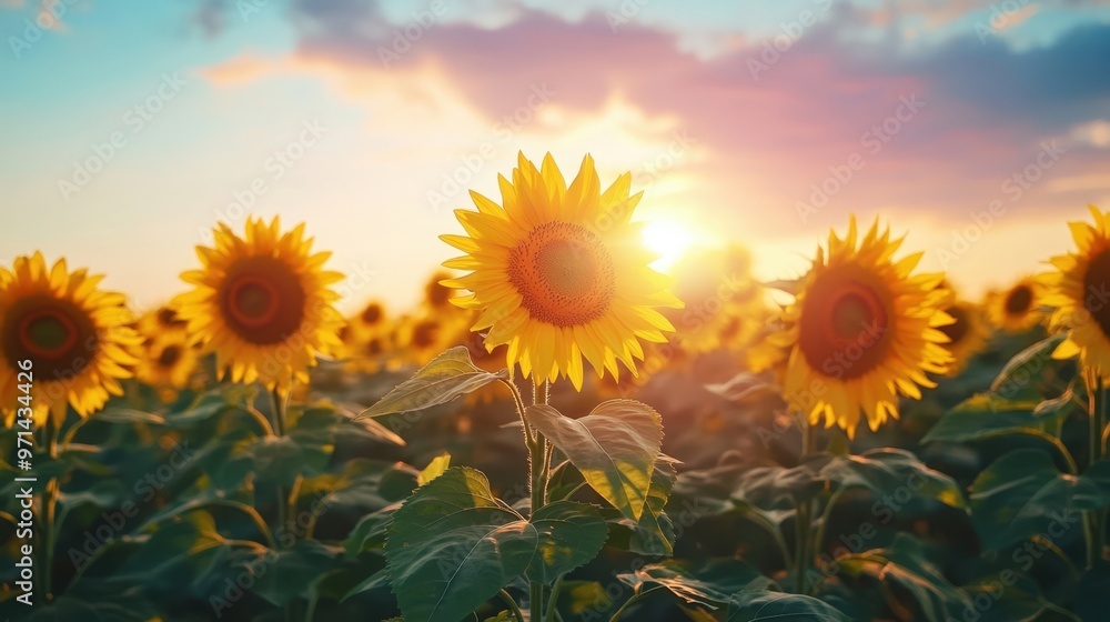 Fototapeta premium The Sunflowers in the Sunset