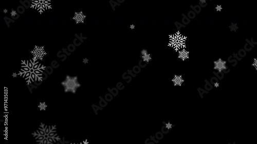 white snow flake falling on black background 