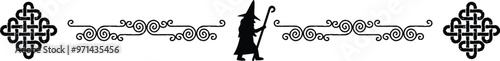 Celtic Header - Curved Lines - Knot Ends - Walking Wizard