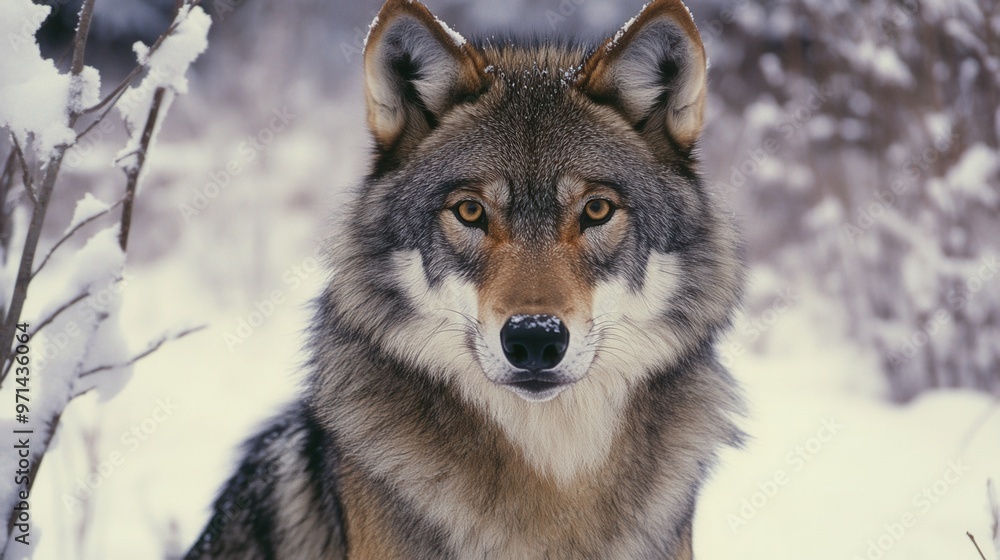 Majestic Wolf in Winter Landscape Majestic Wolf in Winter Landscape