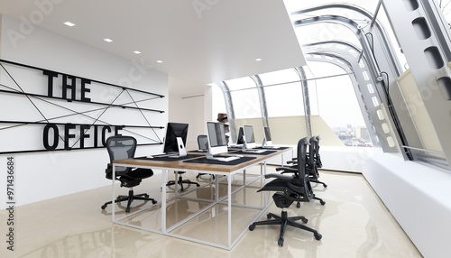 Modern office space with sleek design photo