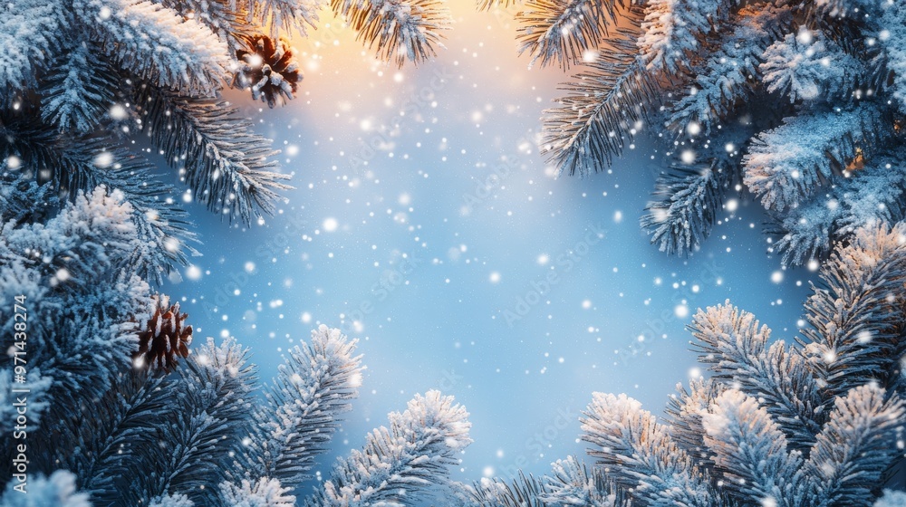 The luxury Christmas background pine is a snow-covered Christmas tree decorated with amidst bokeh and falling snow in a peaceful winter forest. The luxury Christmas background pine is a snow-covered Christmas tree decorated with amidst bokeh and falling snow in a peaceful winter forest.