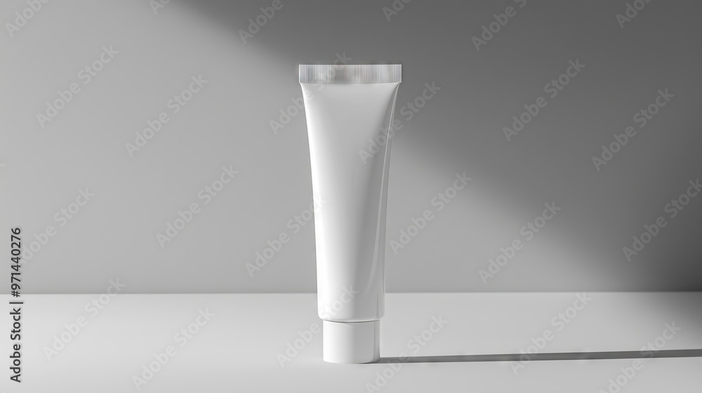 mockup cosmetic plastic tube container advertising, on grey background mockup cosmetic plastic tube container advertising, on grey background