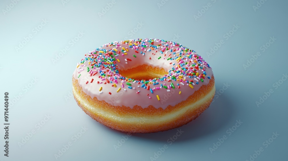 A high-resolution image of a classic donut with a shiny glaze and colorful sprinkles, set against a simple, clean background to emphasize its deliciousness. A high-resolution image of a classic donut with a shiny glaze and colorful sprinkles, set against a simple, clean background to emphasize its deliciousness.