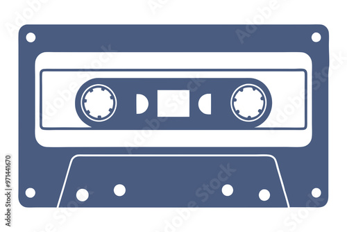 Retro Cassette Tape Silhouette, Vintage Audio Icon, Classic Music Tape Outline, Vector Illustration