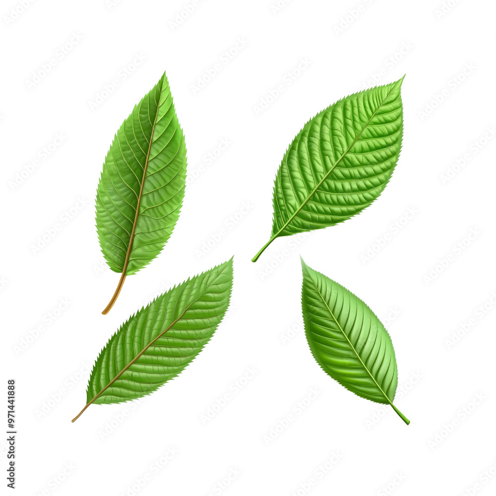 Green Leaves Isolated on White Background Green Leaves Isolated on White Background