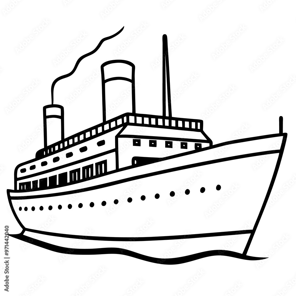 steamship outline coloring book page line art drawing steamship outline coloring book page line art drawing