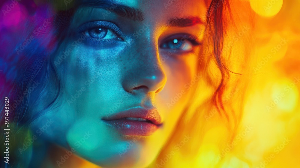 Close Up Portrait of Woman in Dramatic Lighting Close Up Portrait of Woman in Dramatic Lighting