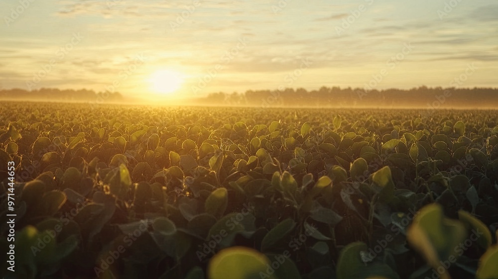 Obraz premium Serene Sunrise Over Fields