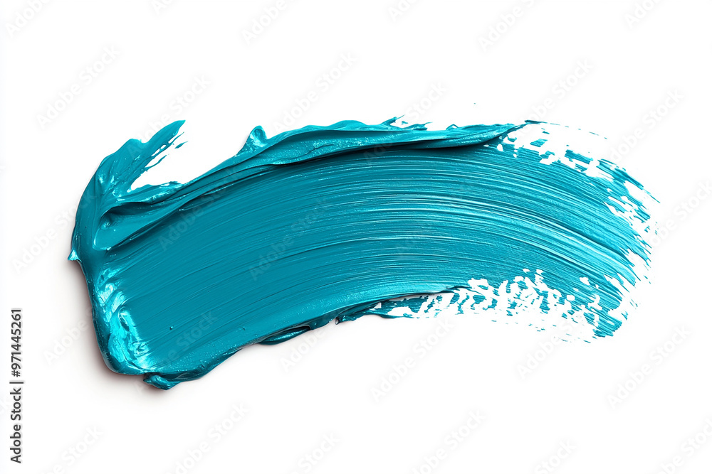 A single stroke of thick teal paint, isolated on a white background A single stroke of thick teal paint, isolated on a white background