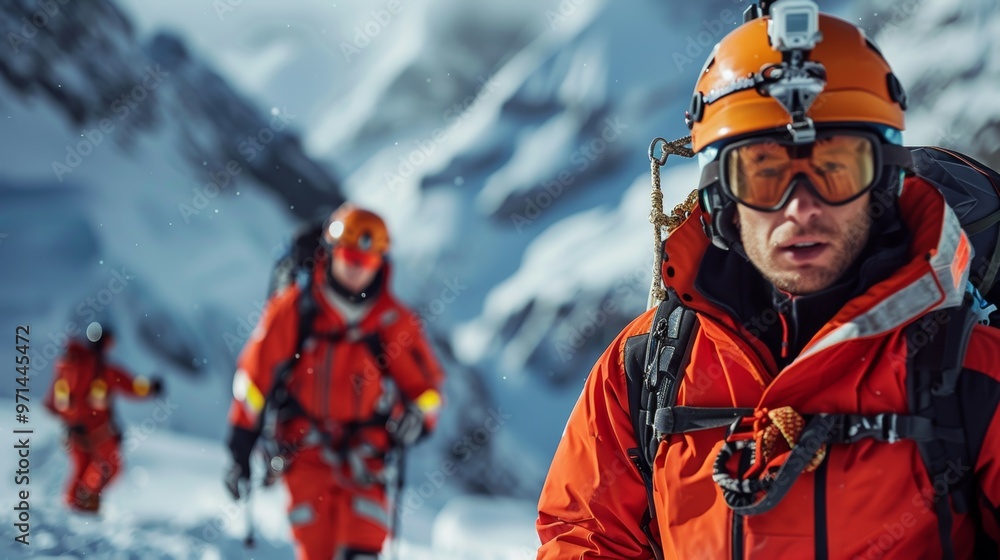 custom made wallpaper toronto digitalMountaineer Climbing Mountain in Winter with Safety Gear