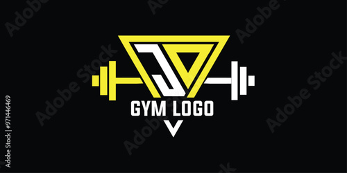Abstract letter JD vector logo design, letter DJ, text gym and fitness logo design in triangle shape