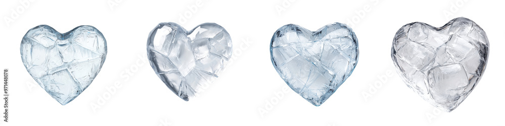 Four delicate heart shapes crafted from translucent material, perfect for romantic or artistic themes. transparent background Four delicate heart shapes crafted from translucent material, perfect for romantic or artistic themes. transparent background
