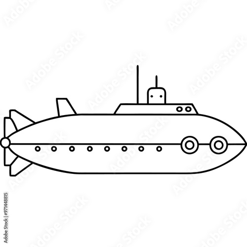 submarine outline coloring book page line art drawing