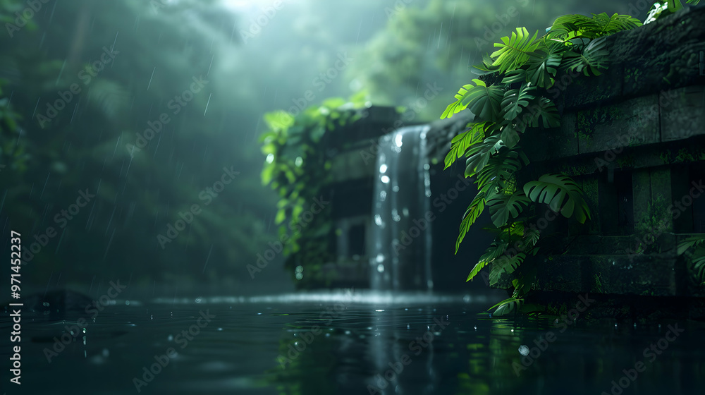 Obraz premium Visual Ancient Temple Partially Hidden Vines