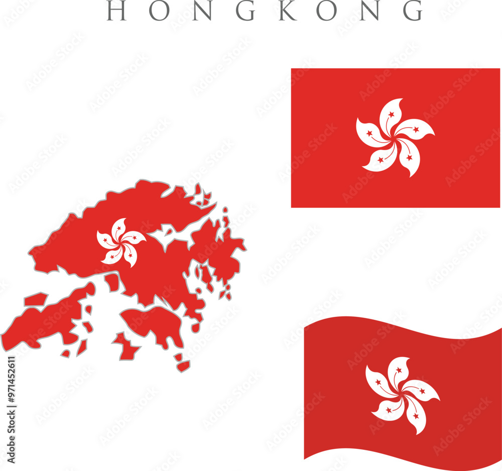 Hong Kong country flag and map . Flag Illustrations of Hong Kong on white background. Hong Kong set of vector design elements for your infographics. Hong Kong map original colour vector illustration Hong Kong country flag and map . Flag Illustrations of Hong Kong on white background. Hong Kong set of vector design elements for your infographics. Hong Kong map original colour vector illustration