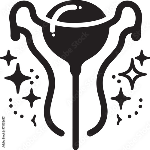Urinary bladder icon black and white flat vector 