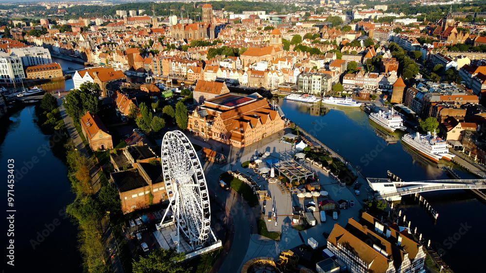 Fototapeta premium city European ancient architecture port city aerial photography Gdansk Poland