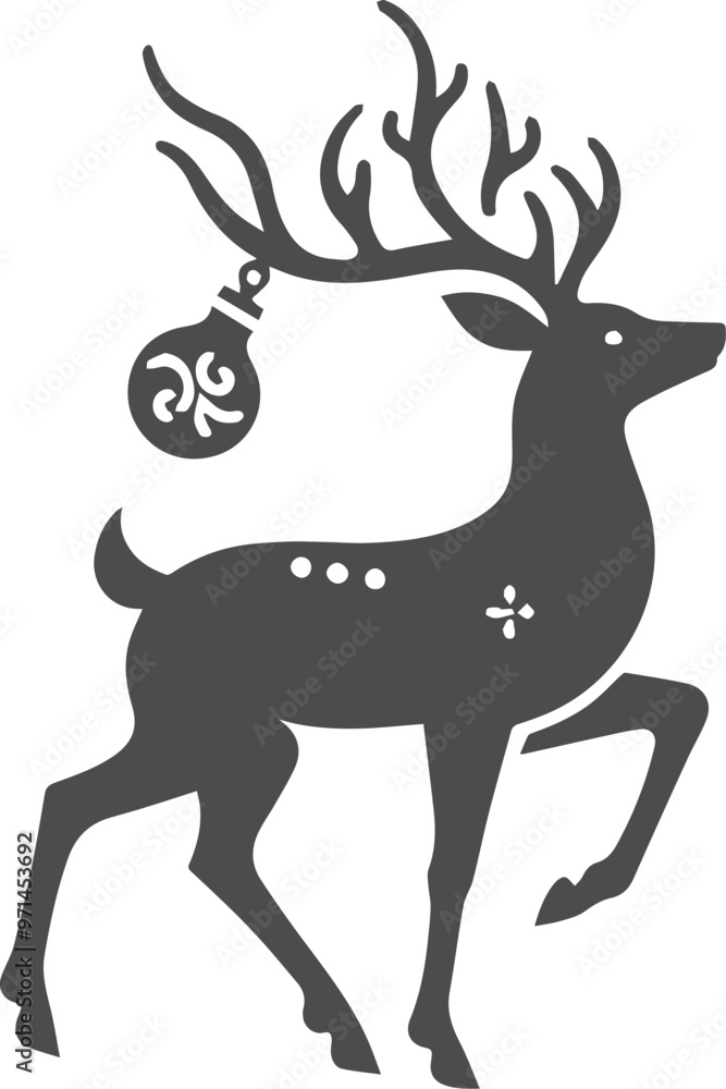 Fototapeta premium Deer silhouette vector set, Collection of reindeer silhouette isolated on white background. vector illustration