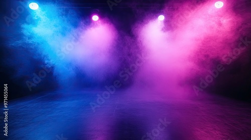 Wallpaper Mural Colorful Stage Lighting with Fog Torontodigital.ca