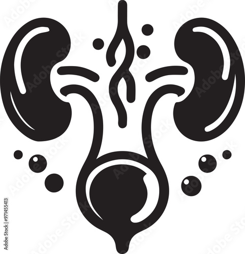 Urinary bladder icon black and white flat vector 