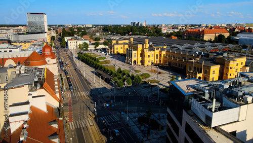 view city from the height of modern wish development architecture Europe Wroclaw Poland