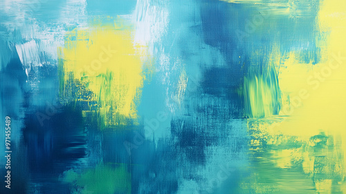 Abstract modern art Blue and Yellow Painting. 