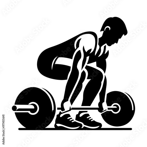Gym deadlift exercise vector icon.