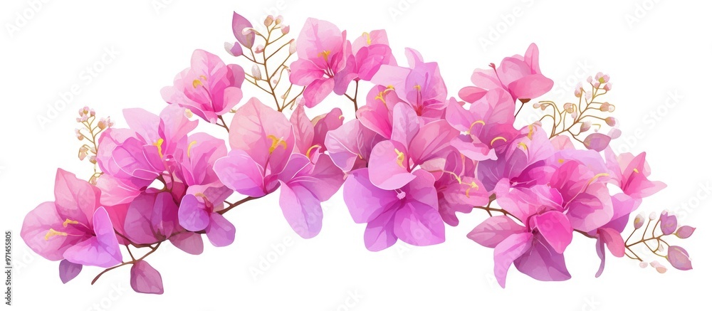 Cutout painting of pink flowers set against a white background Floral arrangement for garden design and landscaping High quality clipping mask Cutout painting of pink flowers set against a white background Floral arrangement for garden design and landscaping High quality clipping mask