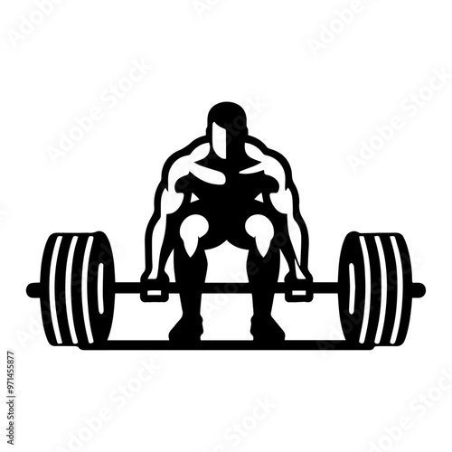 Black deadlift exercise vector icon.