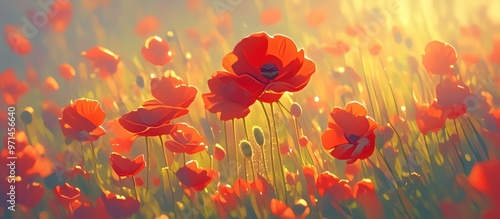 Wallpaper Mural 3D graphic illustration of poppies suitable for photo wallpaper home interiors postcards and covers Torontodigital.ca