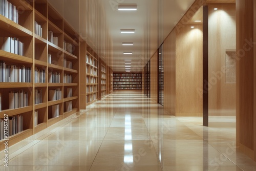 Wallpaper Mural Hallway of a modern minimalist bookstore Torontodigital.ca