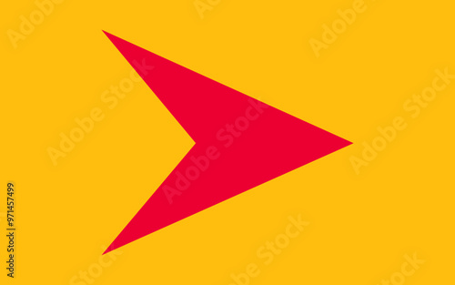 Red arrow isolated on yellow background for direction, queue, progress symbol